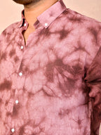 Tie & Dye Burgundy pure linen shirt
