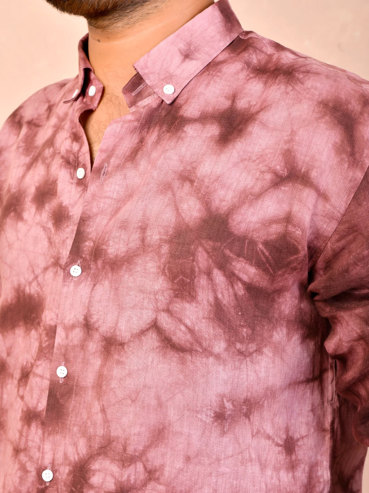 Tie & Dye Burgundy pure linen shirt