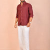 Wine solid pure linen shirt