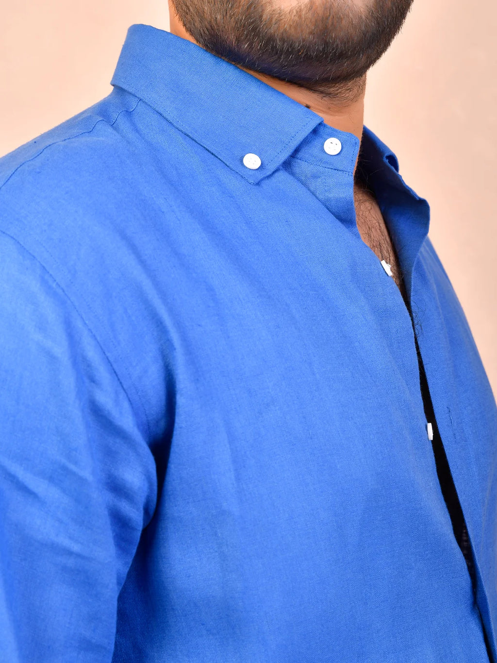 French Blue solid pure linen shirt