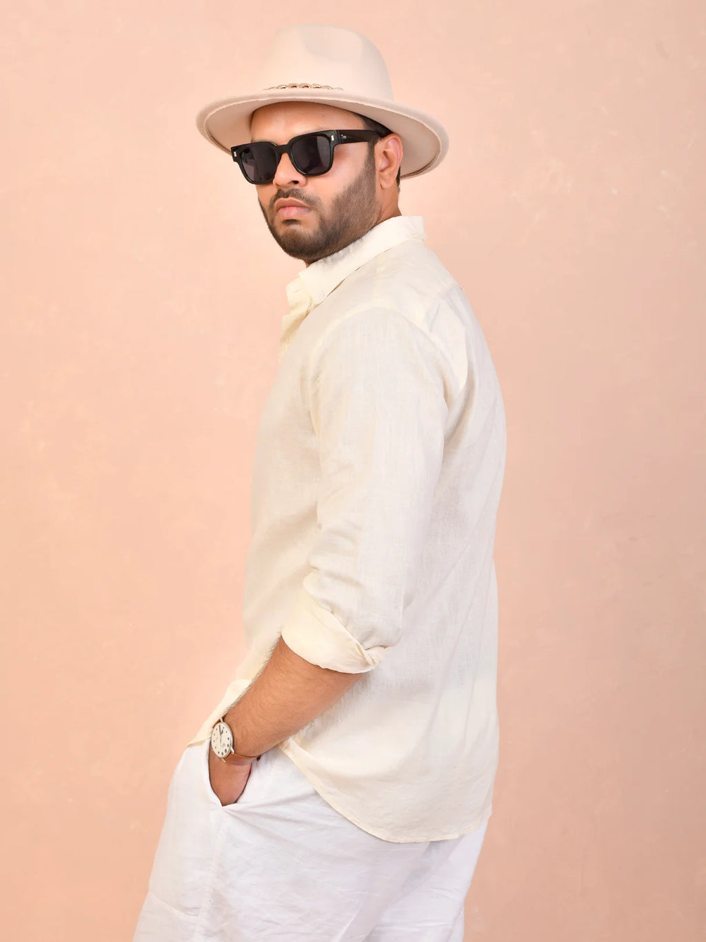 Off-White solid pure linen shirt