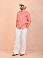 Dusty Rose solid pure linen shirt