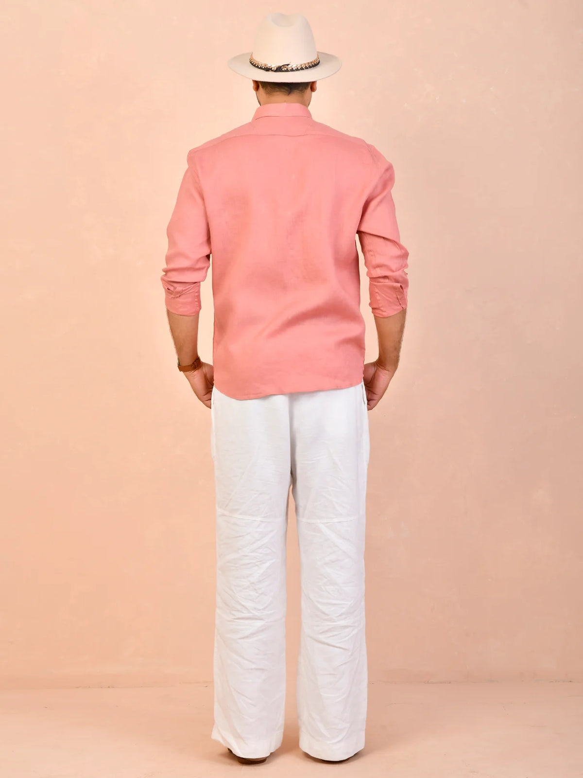 Dusty Rose solid pure linen shirt