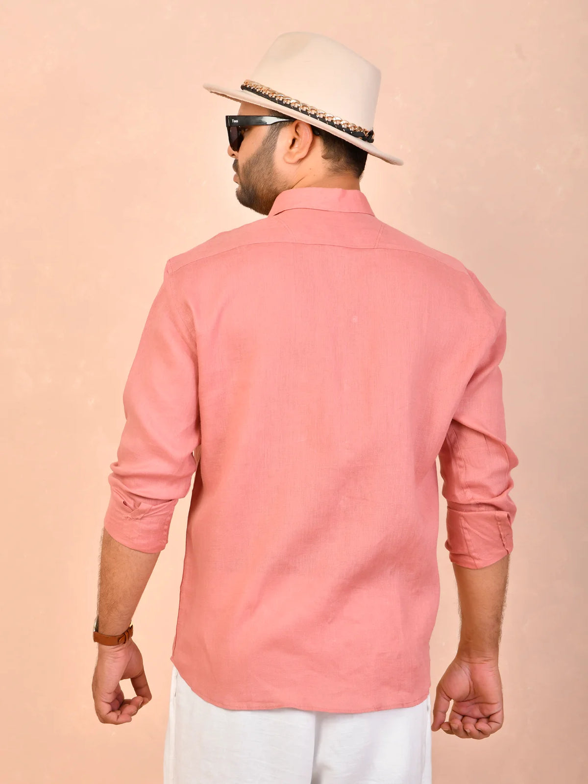 Dusty Rose solid pure linen shirt