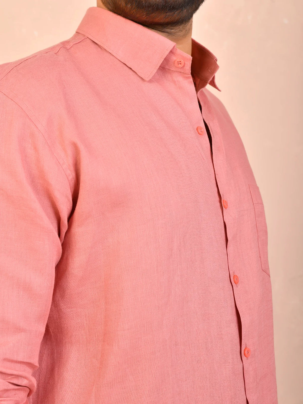 Dusty Rose solid pure linen shirt
