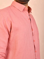 Dusty Rose solid pure linen shirt