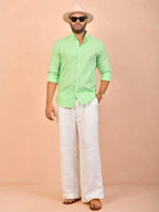 Pastel Lime solid pure linen shirt