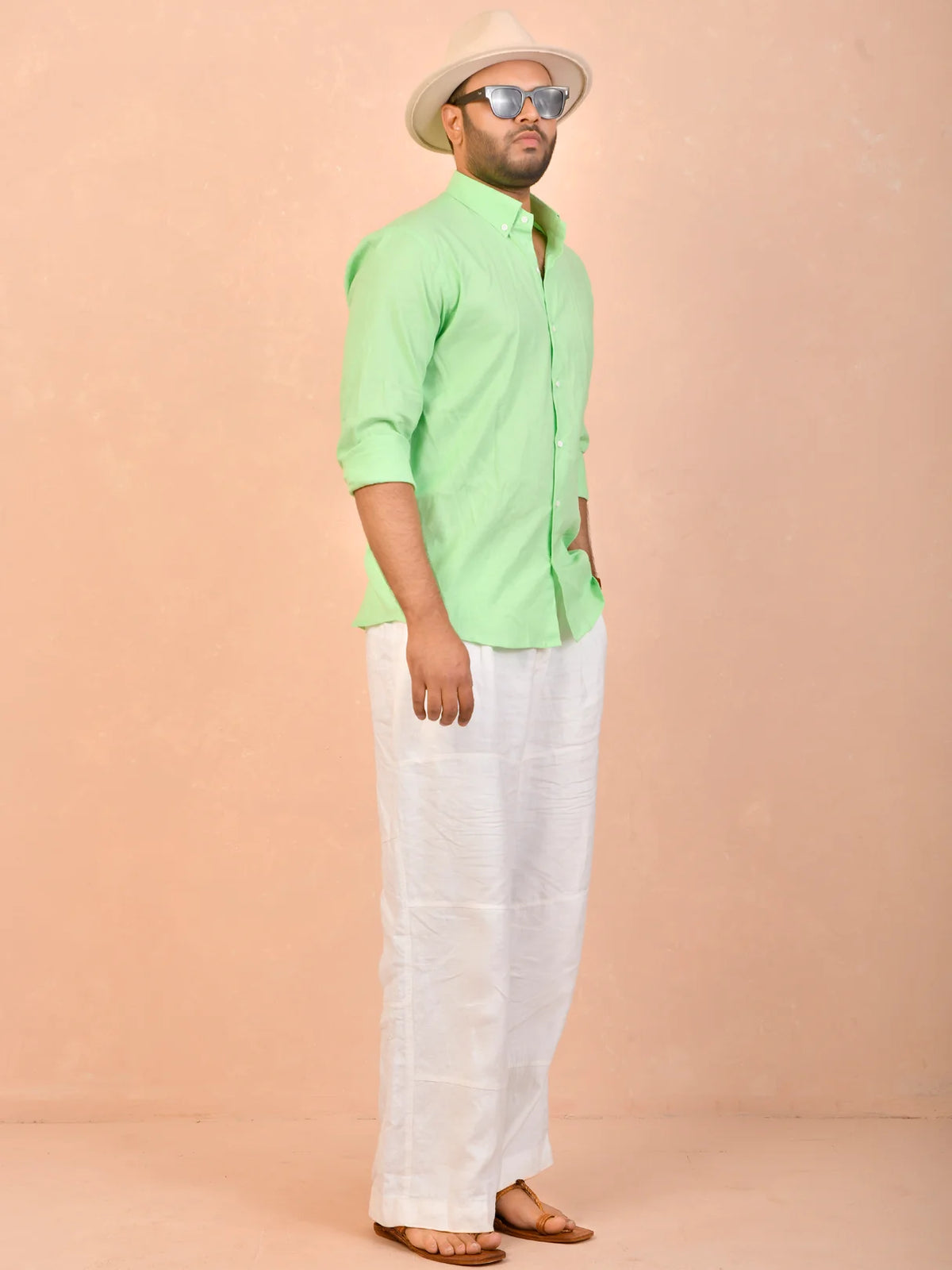Pastel Lime solid pure linen shirt