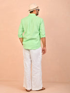 Pastel Lime solid pure linen shirt