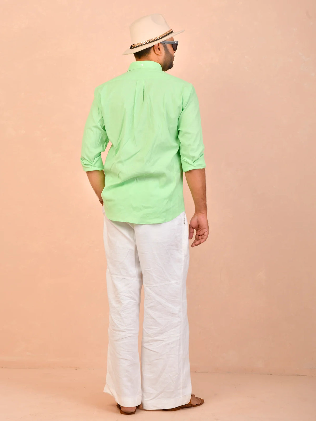 Pastel Lime solid pure linen shirt