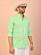 Pastel Lime solid pure linen shirt