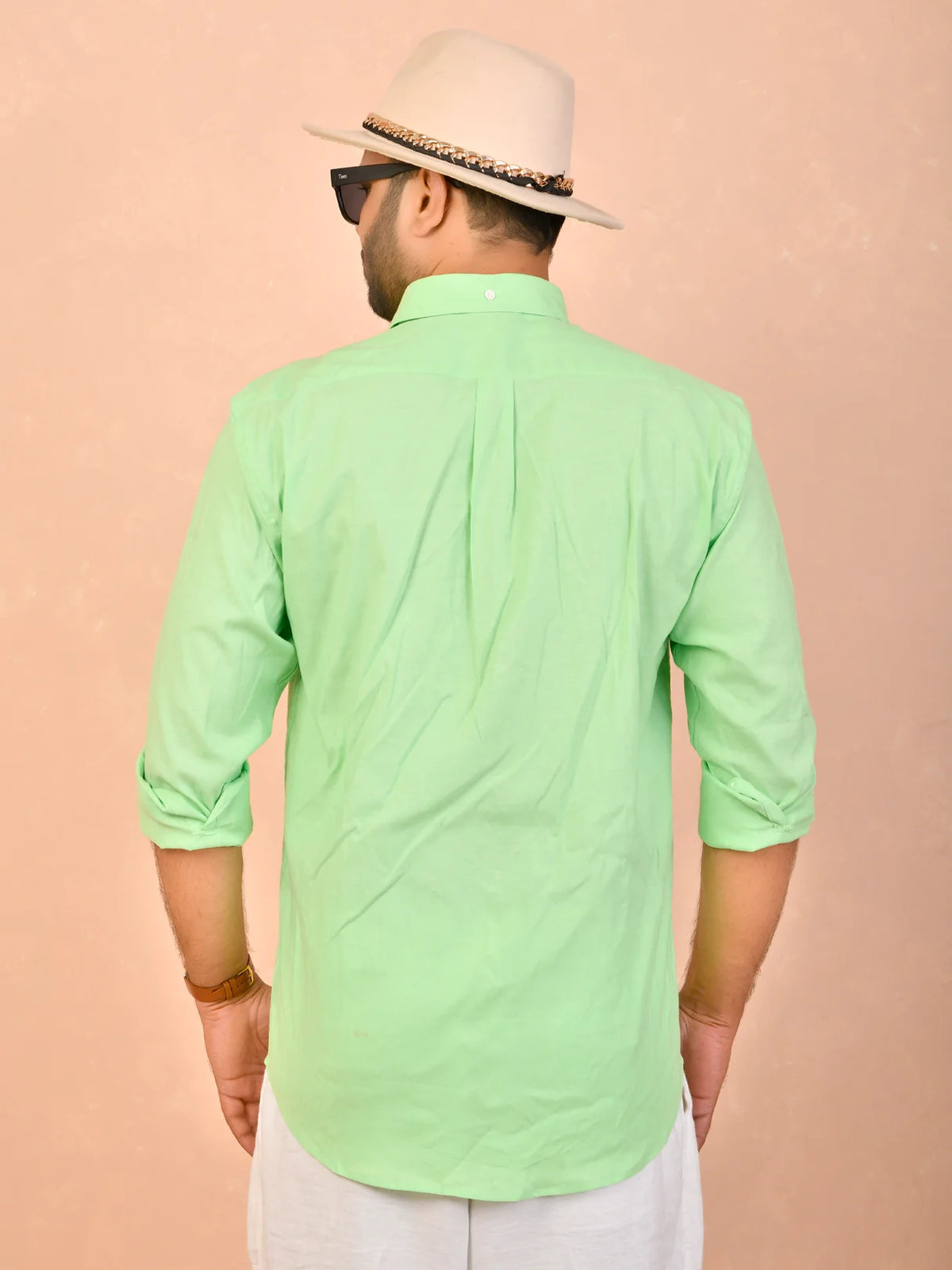 Pastel Lime solid pure linen shirt