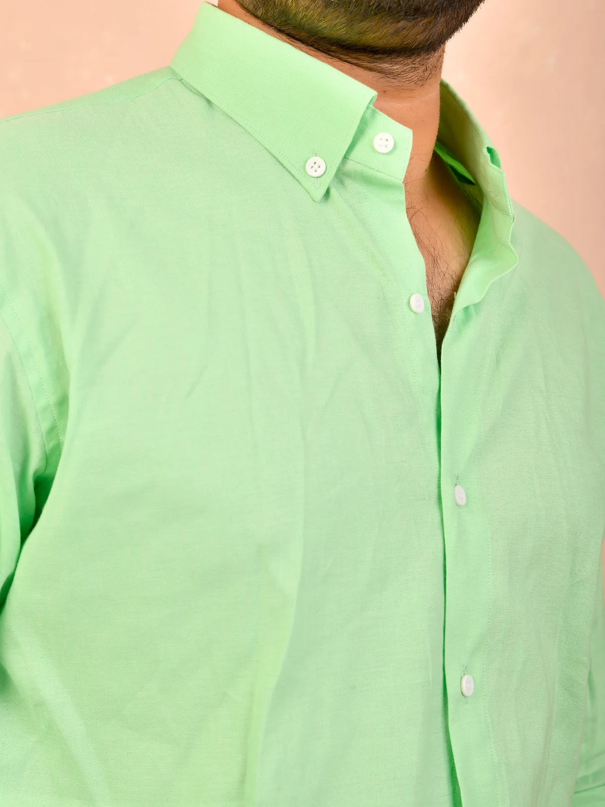 Pastel Lime solid pure linen shirt