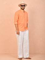 Pastel Orange solid pure linen shirt