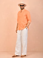 Pastel Orange solid pure linen shirt