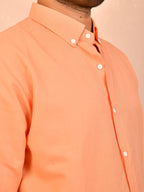 Pastel Orange solid pure linen shirt