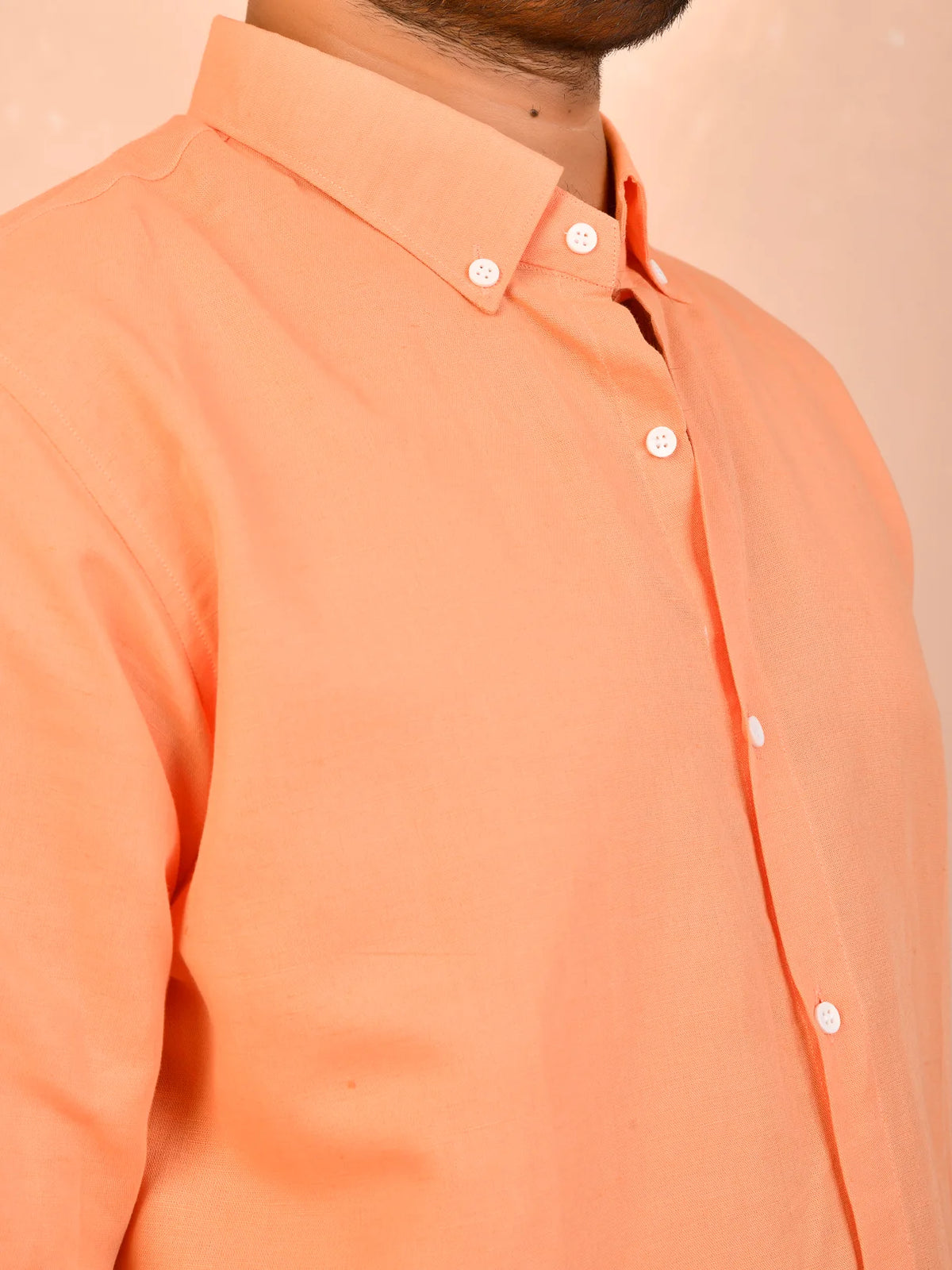 Pastel Orange solid pure linen shirt