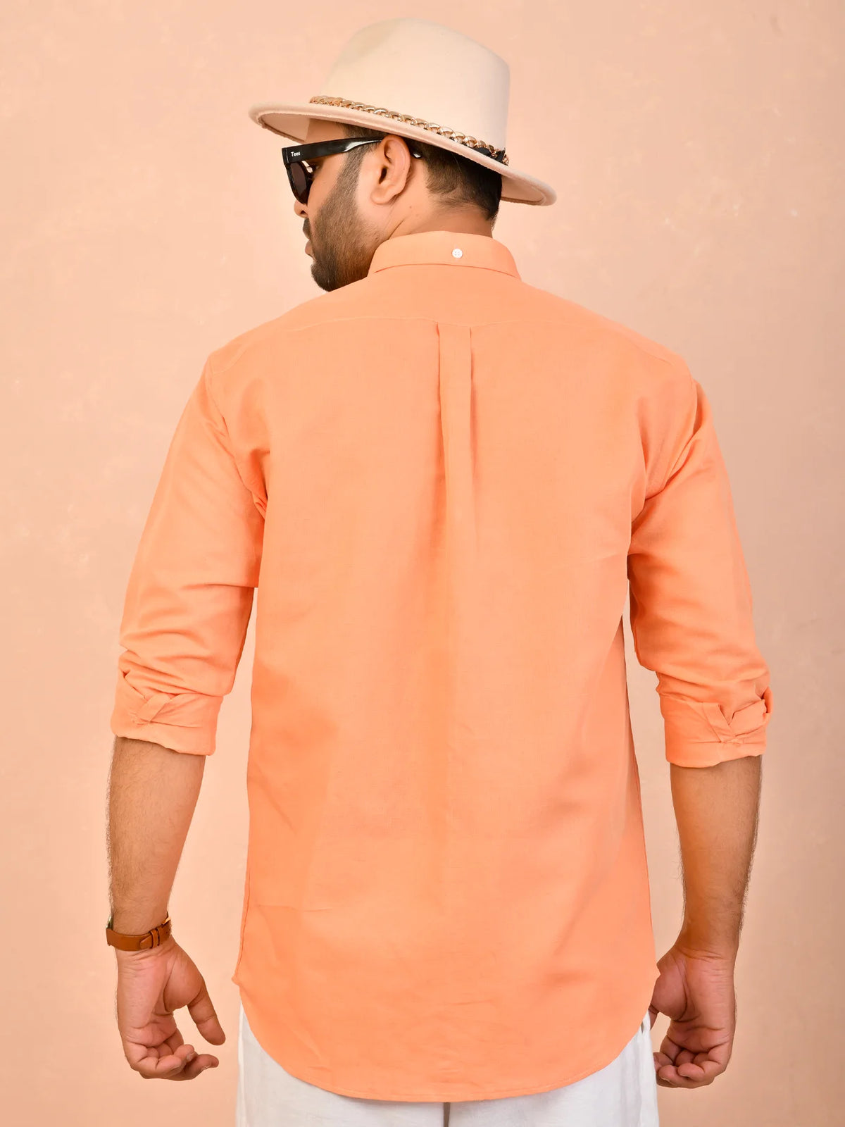 Pastel Orange solid pure linen shirt