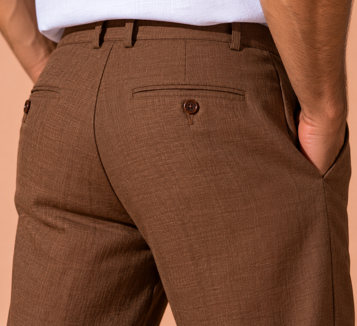 Chocolate Brown Pure Linen Trousers Men