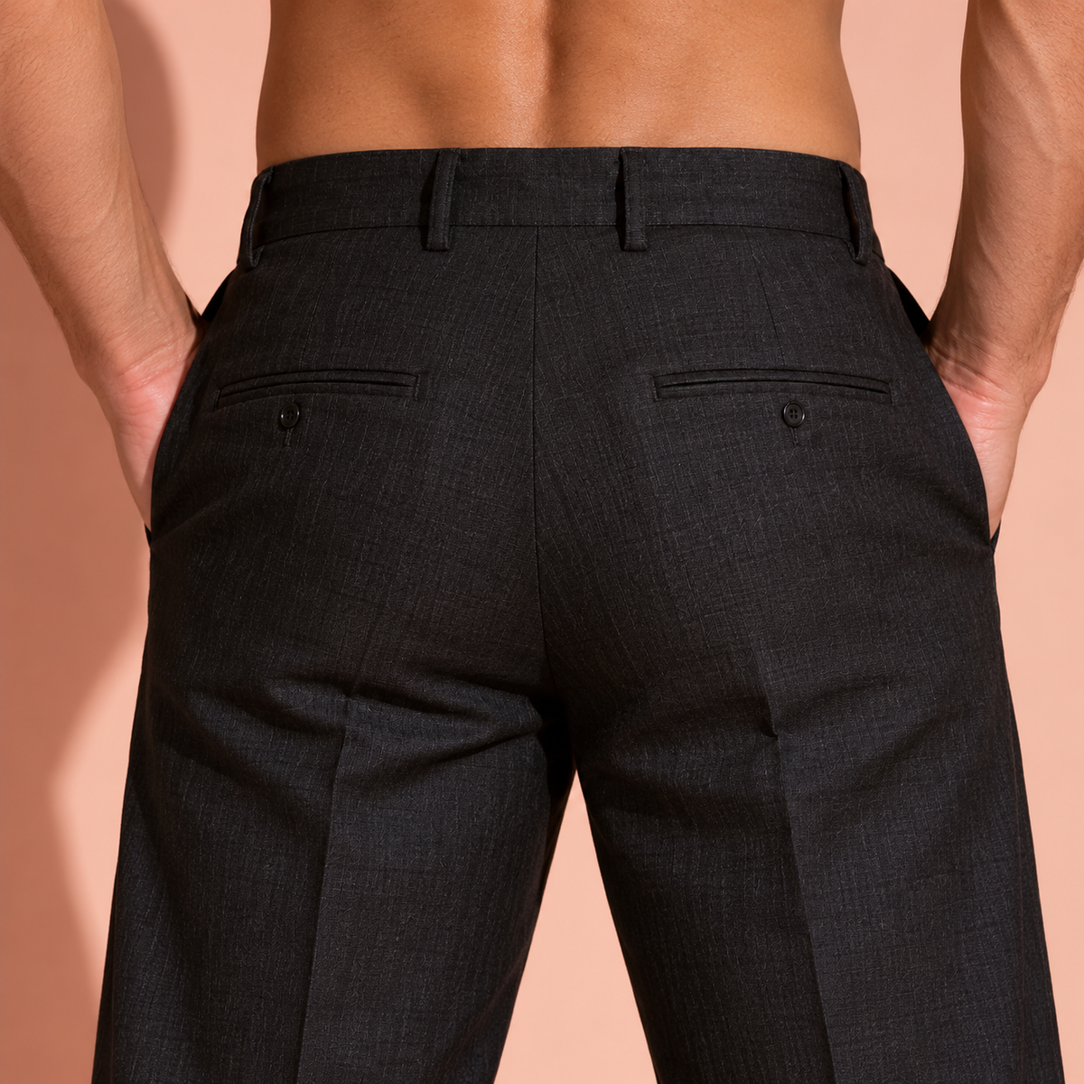 Black Pure Linen Trousers Men