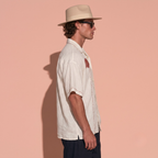 Pure Linen Embroidered Shirt Men