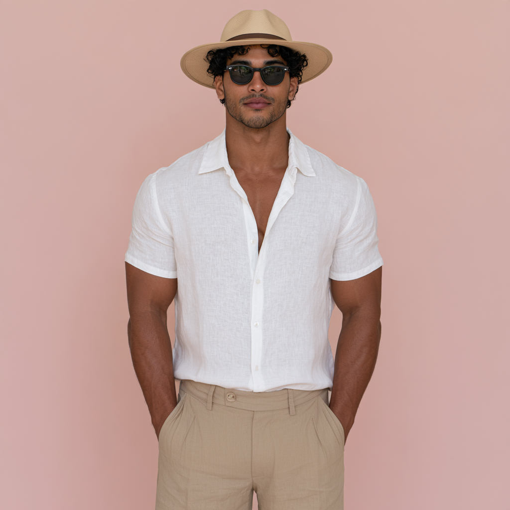 Pure Linen White Half Sleeves Shirt