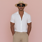 Pure Linen White Half Sleeves Shirt