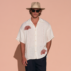 Pure Linen Embroidered Shirt Men