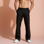 Black Pure Linen Trousers Men