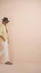 Solid Light Butter Yellow Pure Linen Shirt