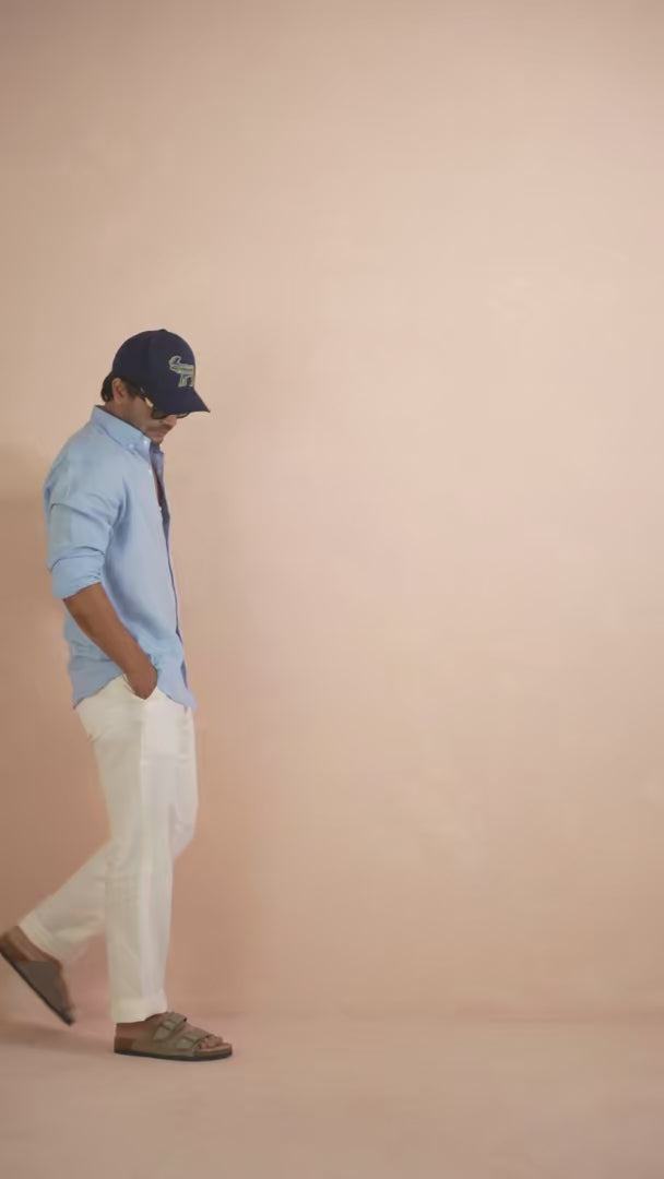 Solid Pastel Blue Pure Linen Shirt
