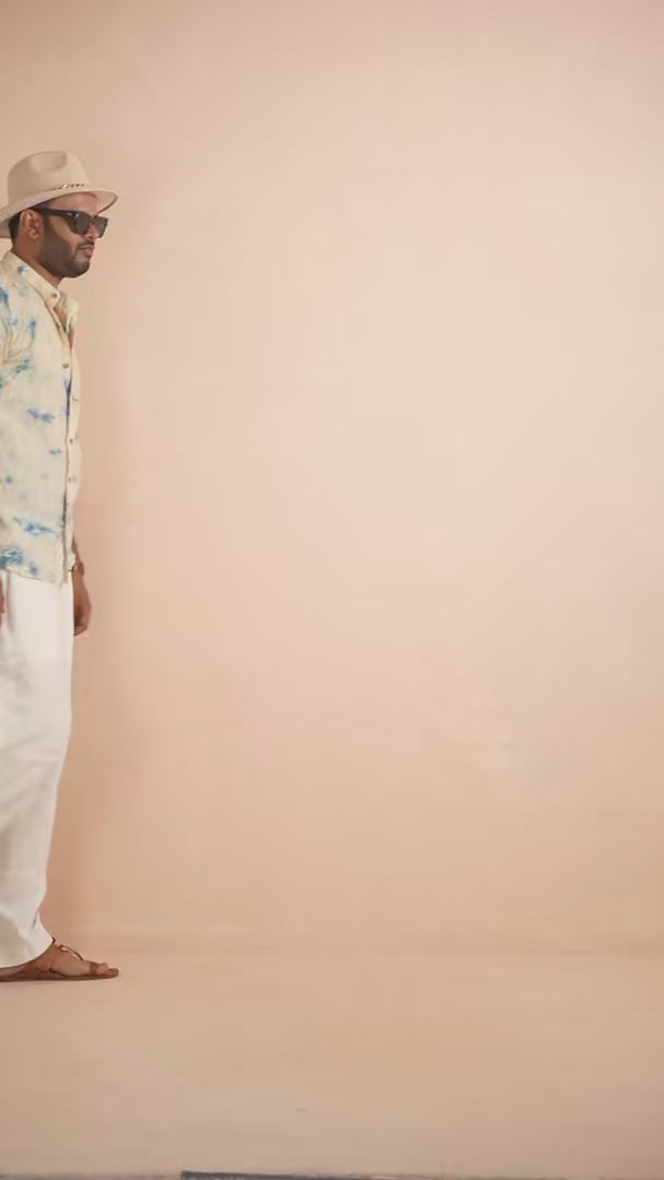 Tie & Dye Beige Pure Linen Shirt