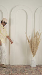 Block Print Yellow Pure Linen Shirt