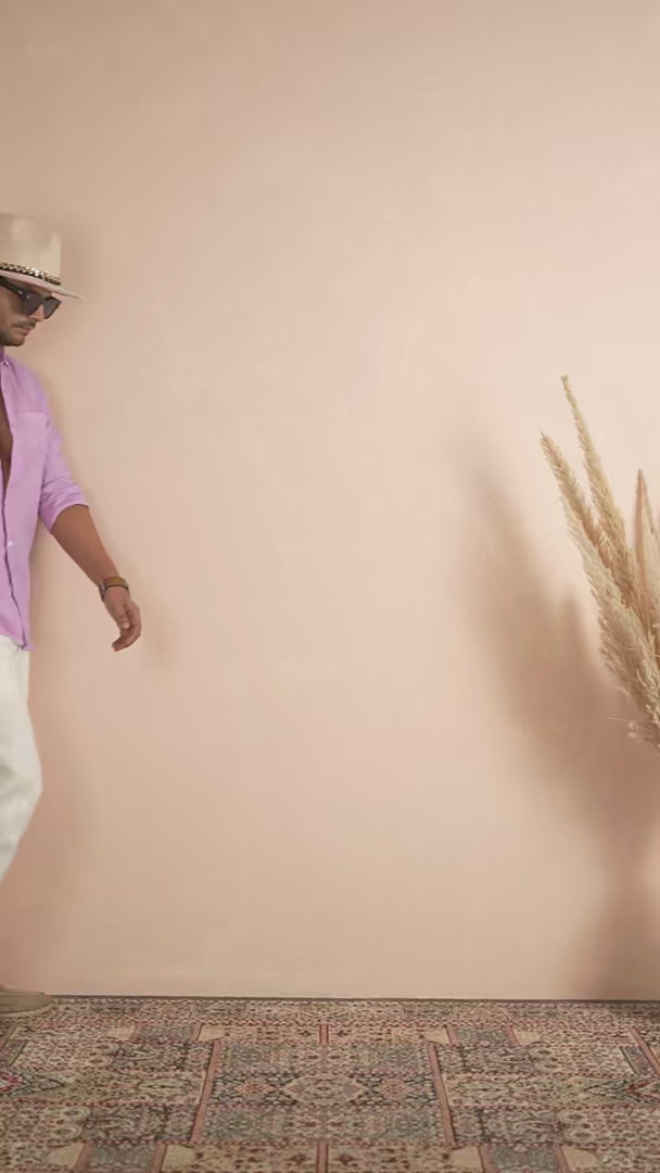 Solid Pastel Lilac Pink Pure Linen Shirt