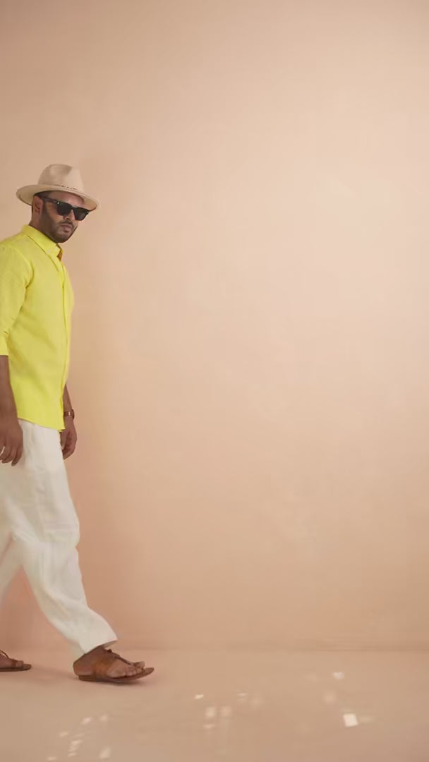 Solid Rich Yellow Pure Linen Shirt