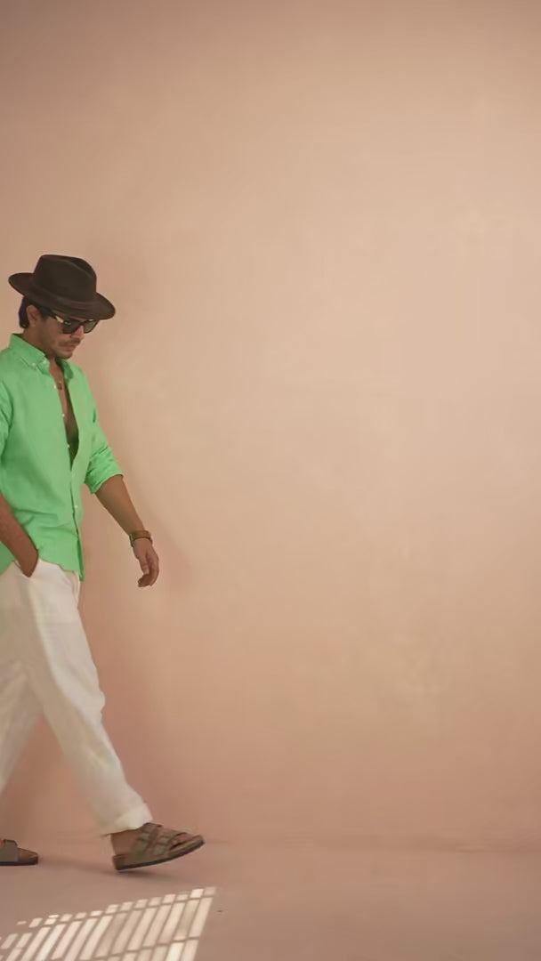 Solid Mint Green Pure Linen Shirt