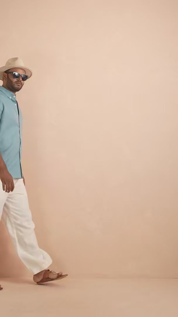 Dusty Sky Blue Pure Linen Shirt