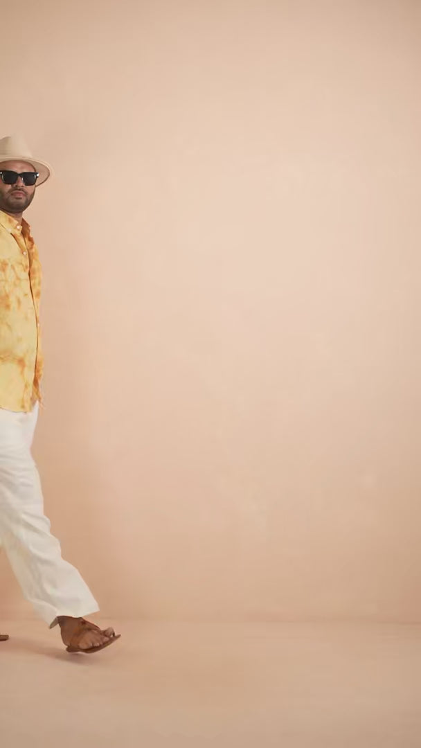 Tie & Dye Marigold pure linen shirt