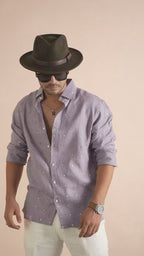 Bandhani Lavender Gray Pure Linen Shirt