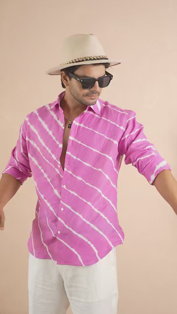 Leheriya Rani Pink Pure Linen Shirt