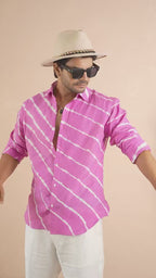 Leheriya Rani Pink Pure Linen Shirt