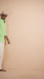 Pastel Lime solid pure linen shirt