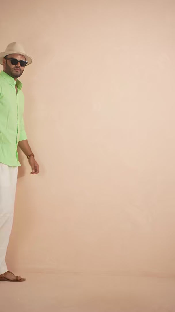 Pastel Lime solid pure linen shirt