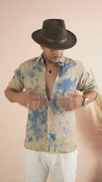 Tie & Dye Warm Beige Pure Linen Shirt