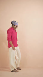 Solid Raspberry Pink Pure Linen Shirt