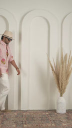 Block Print Pink Pure Linen Shirt
