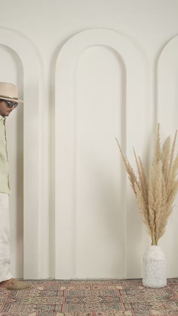 Block Print Green Pure Linen Shirt