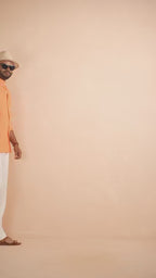 Pastel Orange solid pure linen shirt