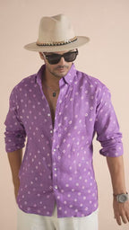 Bandhani Amethyst Purple Pure Linen Shirt