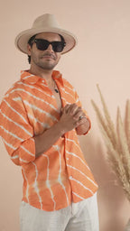 Leheriya Tangerine Orange Pure Linen Shirt